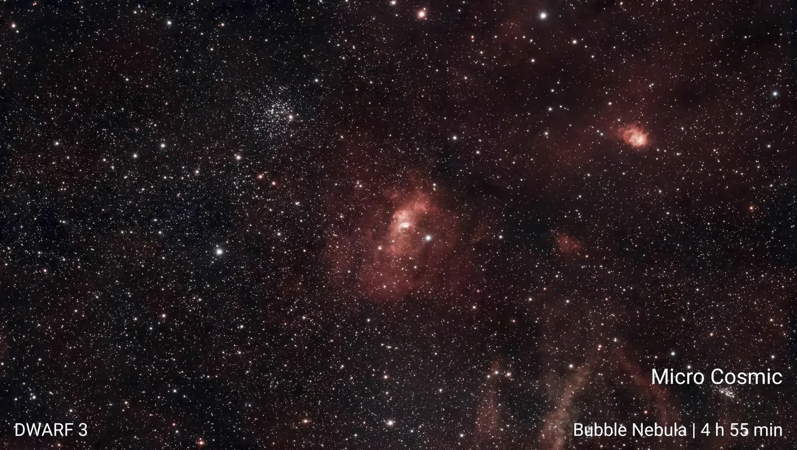 The Bubble Nebula captured using the Dwarf 3
